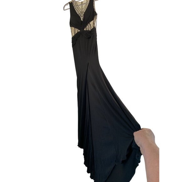 Cache Black Beaded Mesh & Jersey Evening Gown Size 8 RF10611 NWT $458 Formal - Picture 2 of 15